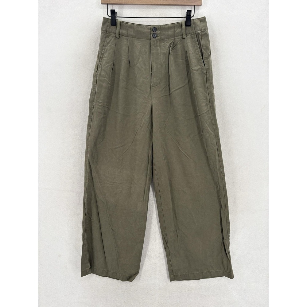 Madewell The Harlow Wide Leg Pants Womens 4 Green Drapey Twill TENCEL Lyocell
